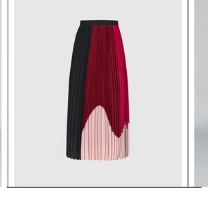 Reiss Black and Red Pleated A-Line Skirt
